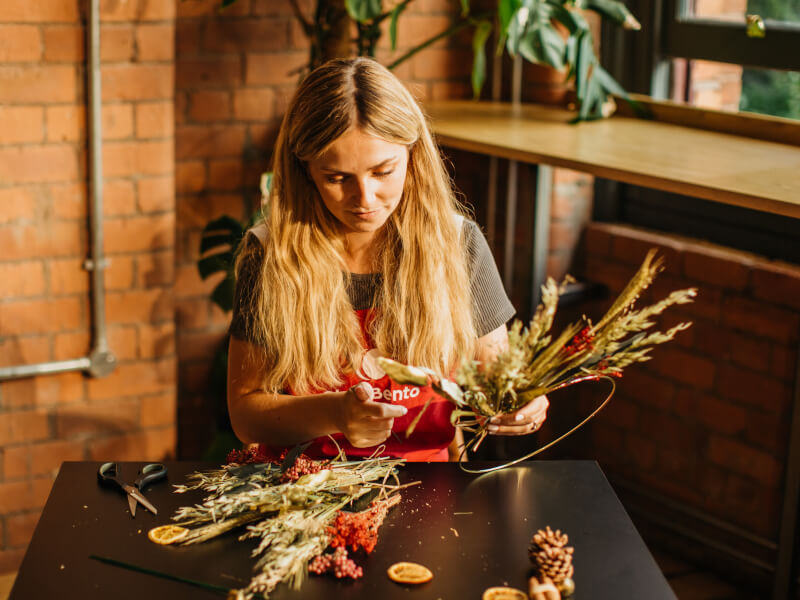 Christmas wreath making